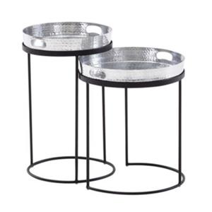 FineBuy Beistelltisch 33 x 33 x 53 cm silber