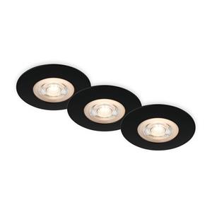 Briloner LED inbouwspot Kulana zwart set van 3 IP65