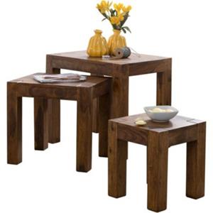 FineBuy Couchtisch 3er Set 35 x 45 x 50 cm (LxBxH) braun