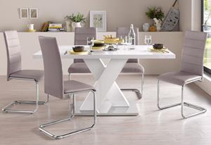 INOSIGN Eettafel Ali Breedte 160 cm, wit hoogglans, bodemplaat van metaal
