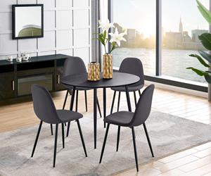 Leonique Eethoek Eadwine bestaand uit eadwine-eettafel rond 100 ø cm en 4 eadwine-eetkamerstoelen (set, 5-delig)