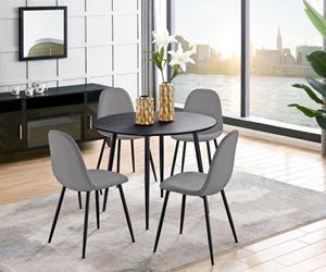Leonique Eethoek Eadwine bestaand uit eadwine-eettafel rond 100 ø cm en 4 eadwine-eetkamerstoelen (set, 5-delig)