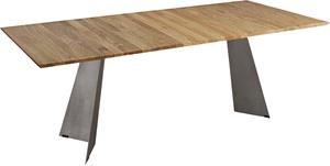 K+w Komfort & Wohnen Esstisch 5252, Massivholz, Wildeiche natur oder bianco, Untergestell in Metall stahlgrau, 3 Breiten wählbar