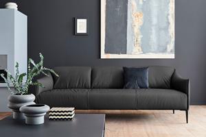 W.Schillig 3-Sitzer sally, mit Metallfüßen in Schwarz pulverbeschichtet, Breite 224 cm