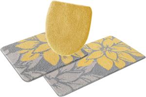 Home affaire Badematte Susan, Höhe 15 mm, fußbodenheizungsgeeignet-strapazierfähig, Blumen-Muster, angenehme Haptik, Badematten auch als 3 teiliges Set erhältlich