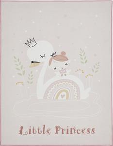 Andiamo Kinderteppich Little Princess, rechteckig, 6 mm Höhe, Kurzflor, Motiv Prinzessin & Schwan, mit Schriftzug, Kinderzimmer