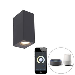 QAZQA LED Wandlamp buiten baleno - Grijs - Modern - L 7cm