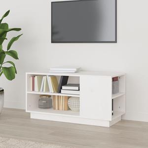 Tv-meubel 80x35x40,5 cm massief grenenhout wit