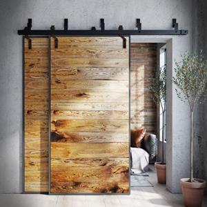 Loftdeur Houten Schuifdeur -  Eikenhout Met Staal 210x100 - Zwart - Incl. Rails