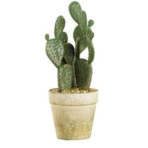 Leen Bakker Kunstplant Cactus in pot - groen - 20 cm