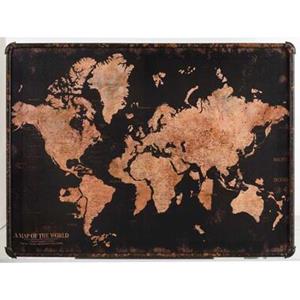 Leen Bakker Canvas Wereldkaart - zwart - 60x80 cm