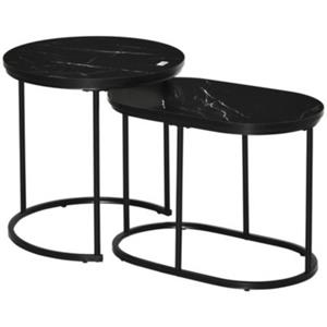 HOMCOM Couchtisch-Set ineinander Verstaubar schwarz