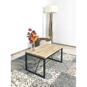 Industrielemeubelshop Eikenhouten salontafel Ceiba met stalen onderstel