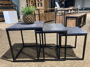 Industrielemeubelshop Salontafel set van 3 vierkante tafels Jip