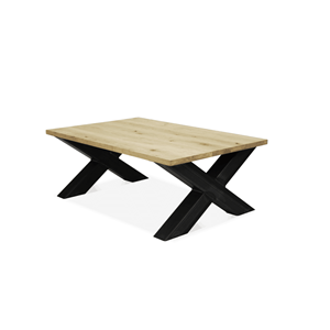 Industrielemeubelshop Eikenhouten salontafel Foxton met X poten