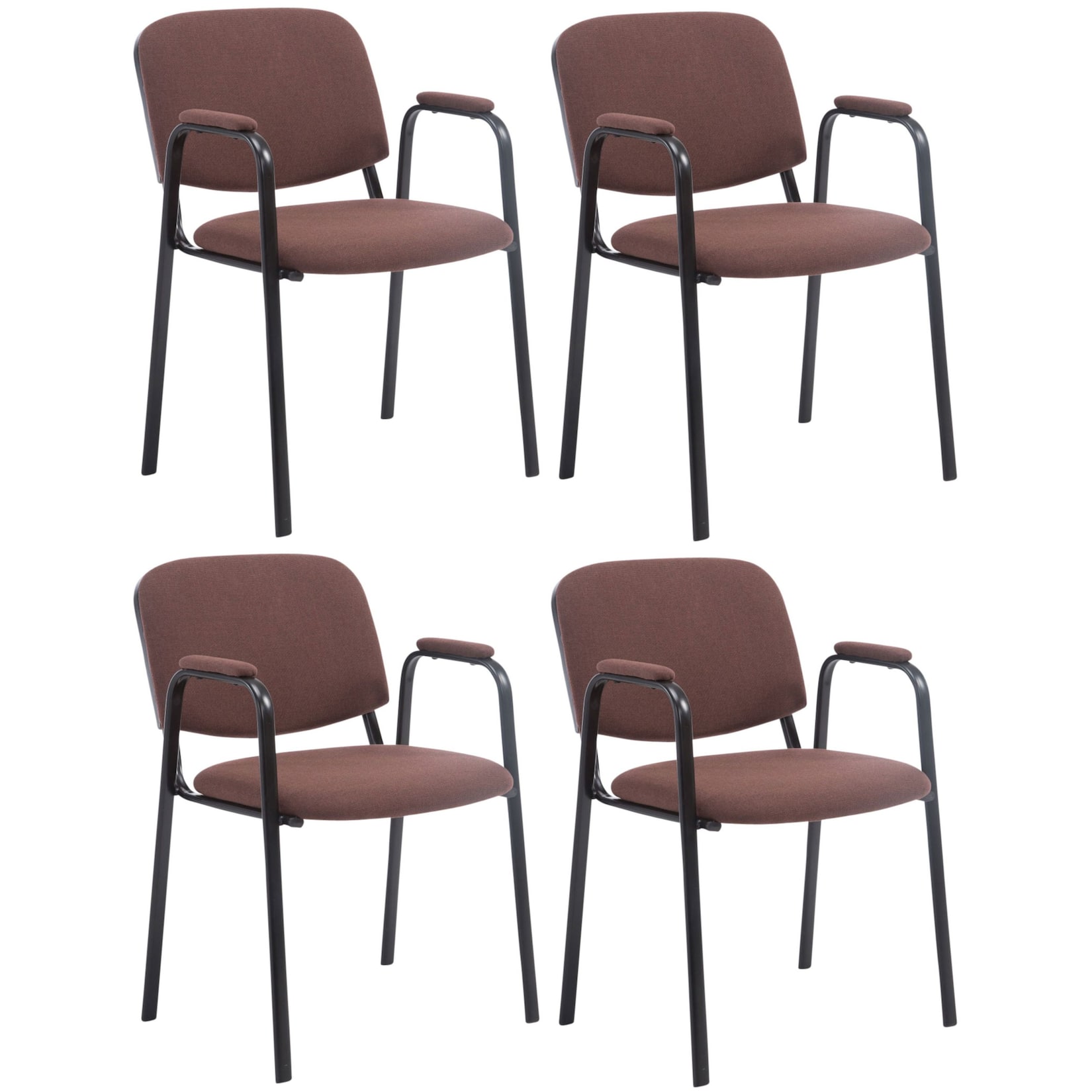 CLP 4er Set Besucherstühle Ken Pro Stoff Mit Gepolsterten Armlehnen Und Stoffbezügen I Polsterstühle Mit Metallgestell