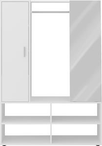 FMD Kledingkast met 4 vakken en spiegel 105x39,7x151,3 cm wit