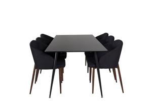 Hioshop Silarbl180 Eethoek Eetkamertafel Zwart En 6 Arch Eetkamerstal Zwart.