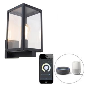 QAZQA LED Wandlamp buiten rotterdam - Zwart - Modern - L 21cm