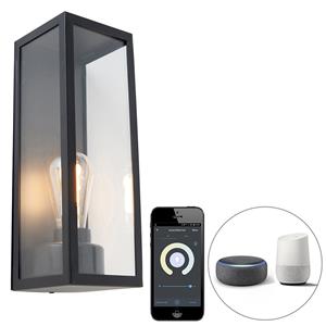 QAZQA LED Wandlamp buiten rotterdam - Zwart - Modern - L 12.2cm