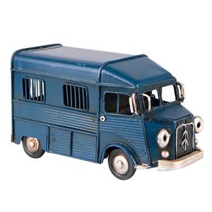 Clayre & Eef Decoratie Miniatuur Bus 16x7x9 cm Blauw Ijzer Decoratie