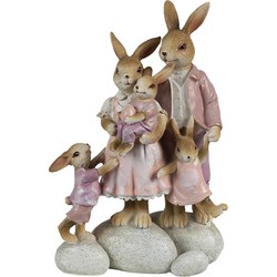 Clayre & Eef Beeld Konijn 11x6x18 cm Roze Beige Polyresin Woonaccessoires