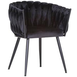 LOMADOX Luxuriöser Samt Stuhl in schwarz mit geflochtener Rückenlehne TARRAS-123 hochwertiges Metallgestell, B/H/T: ca. 60/78/55 cm