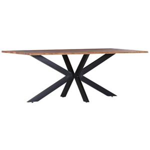 LOMADOX Esszimmertisch in Akazie massiv 200 cm breit TARRAS-123 mit modernem Metallgestell in schwarz, B/H/T: ca. 200/76/100 cm braun