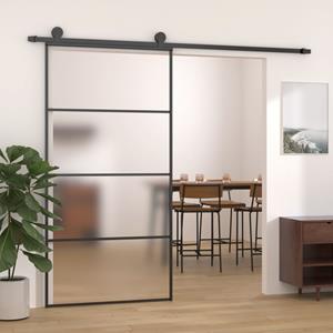 vidaXL Schuifdeur 102,5x205 cm mat ESG-glas en aluminium zwart