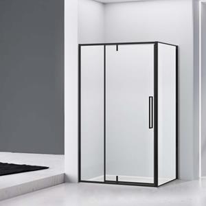 Van Rijn Douchecabine  ST04 Hoekcabine 6 mm Helder Glas incl. Glasbehandeling Omkeerbaar 120x100x200 cm Mat Zwart
