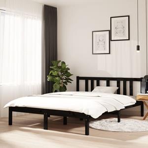 VidaXL Bedframe massief hout zwart 135x190 cm 4FT6 Double