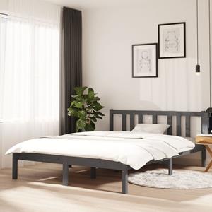 VidaXL Bedframe massief hout grijs 135x190 cm 4FT6 Double