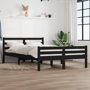 VidaXL Bedframe massief hout zwart 135x190 cm 4FT6 Double