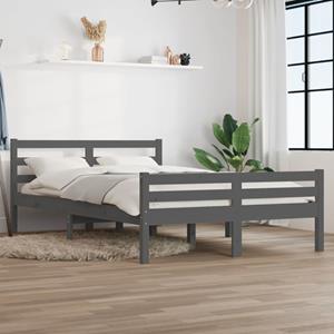VidaXL Bedframe massief hout grijs 140x190 cm