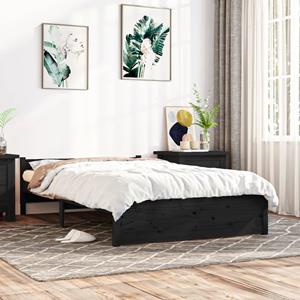 VidaXL Bedframe massief hout zwart 140x200 cm