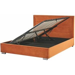 Beliani ROUEN Bed met opberger oranje 180x200