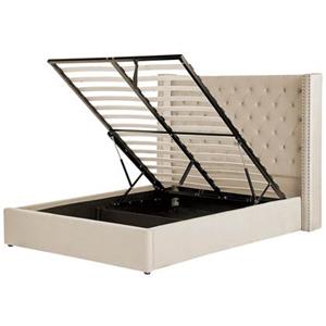 Beliani LUBBON Bed met opberger beige 140x200