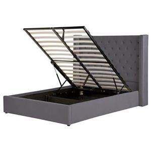 Beliani LUBBON Bed met opberger grijs 140x200