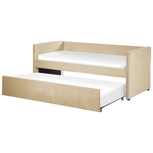 BELIANI Slaapbank fluweel 90 x 200 cm beige TORYES