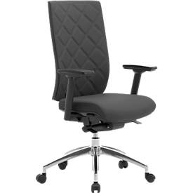 Leyform Bureaustoel WIKI, met armleuningen, stoffen rugleuning, frame van gepolijst aluminium, zwart