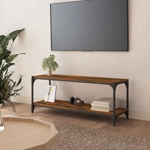 vidaXL Tv-meubel 100x33x41 cm bewerkt hout en staal gerookt eikenkleur