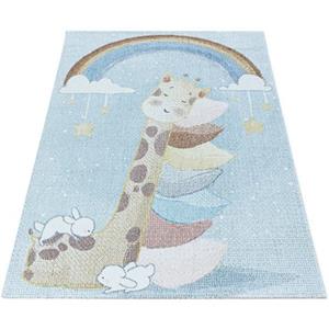 Ayyildiz Teppiche Kinderteppich LUCKY 3612, rechteckig, 11 mm Höhe, Kinder Giraffe Motivteppich