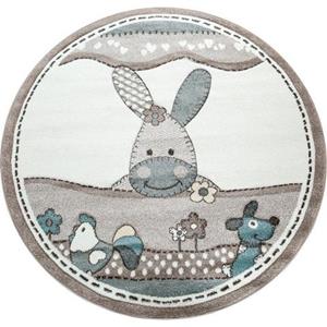 PACO HOME Kinderteppich Volta 315, rund, 18 mm Höhe, Kurzflor, niedliches Tier Motiv, Kinderzimmer