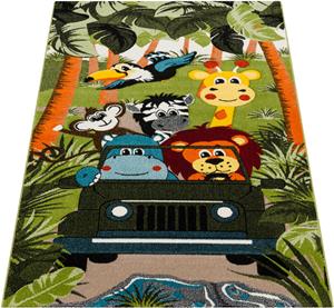 PACO HOME Kinderteppich Diamond 651, rechteckig, 16 mm Höhe, Spielteppich, 3D-Design, niedliches buntes Tier Motiv, Kinderzimmer