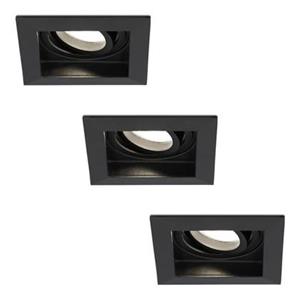 HOFTRONIC 3x Durham - LED Inbouwspots Zwart Kantelbaar
