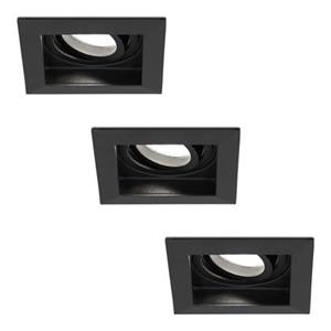 HOFTRONIC 3x Durham - LED Inbouwspots Zwart Kantelbaar