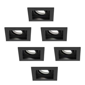 HOFTRONIC 6x Durham - LED Inbouwspots Zwart Kantelbaar