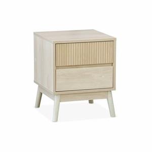 sweeek - Nachtkastje, walnoothout decor, linear, l 40 x b 39 x h 48cm
