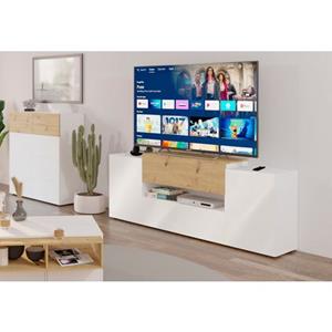 FMD Tv-meubel 182x33x70,2 cm artisan eikenkleurig wit