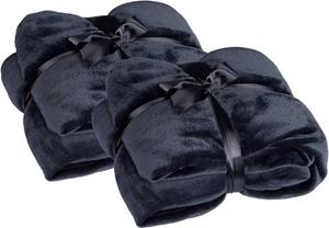 WOLTU Tagesdecke, , 2er Set Kuscheldecke flauschig warm Decke Sofadecke, 150x200cm Schwarz